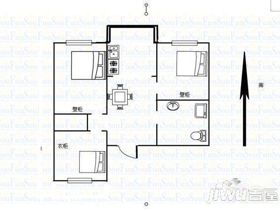 杏信花园2室2厅1卫户型图