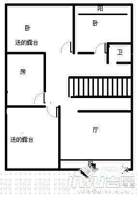 鸿梅花园3室2厅1卫户型图