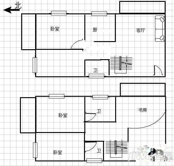 福满家园3室2厅1卫户型图