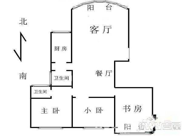 西安苑3室2厅2卫户型图