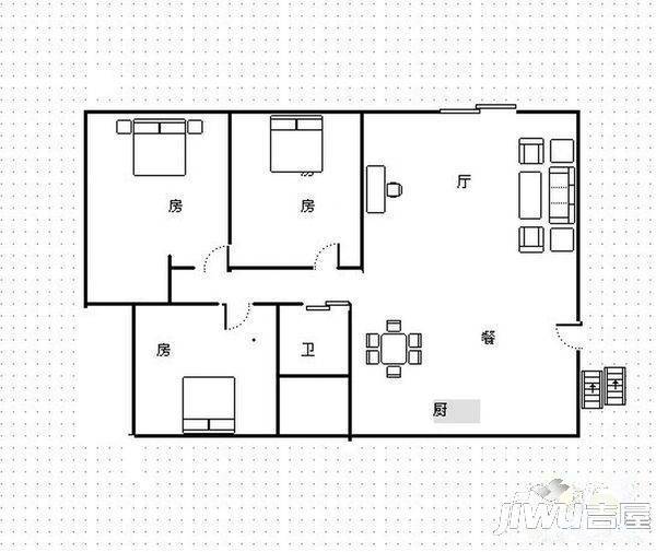 双溪公寓3室2厅2卫116㎡户型图