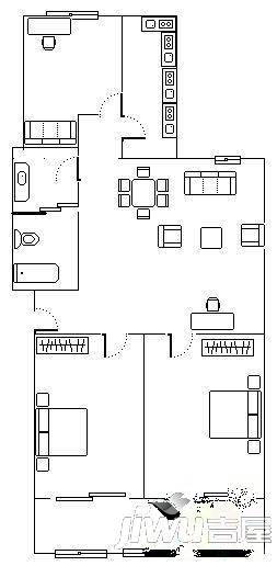 双溪公寓3室2厅2卫116㎡户型图