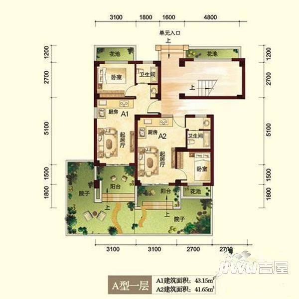 集美雅苑2室2厅2卫户型图