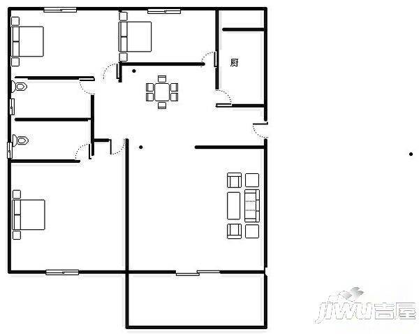 建昌花园3室2厅1卫户型图