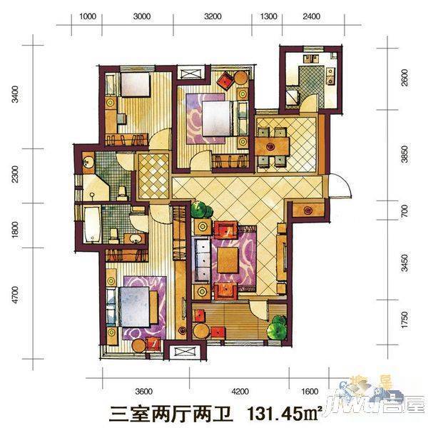 集美花园3室2厅1卫户型图