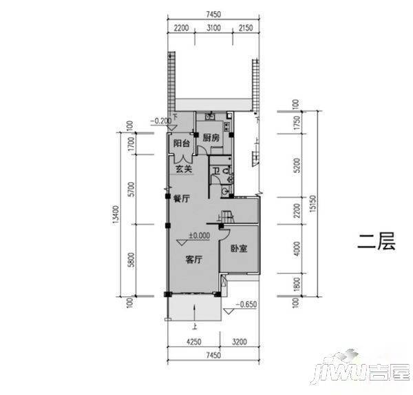 高迪墅3室2厅1卫户型图