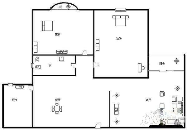 天杏苑2室2厅1卫户型图