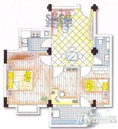 纯净生活2室2厅1卫78.2㎡户型图