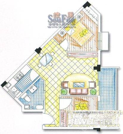 纯净生活2室2厅1卫78.2㎡户型图