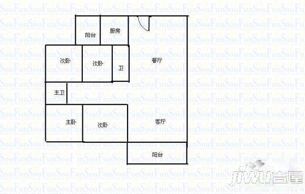 文化小区3室2厅2卫户型图