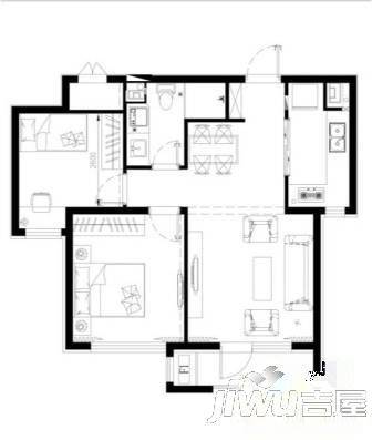 樱花山庄3室2厅1卫户型图