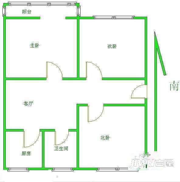 樱花山庄3室2厅1卫户型图