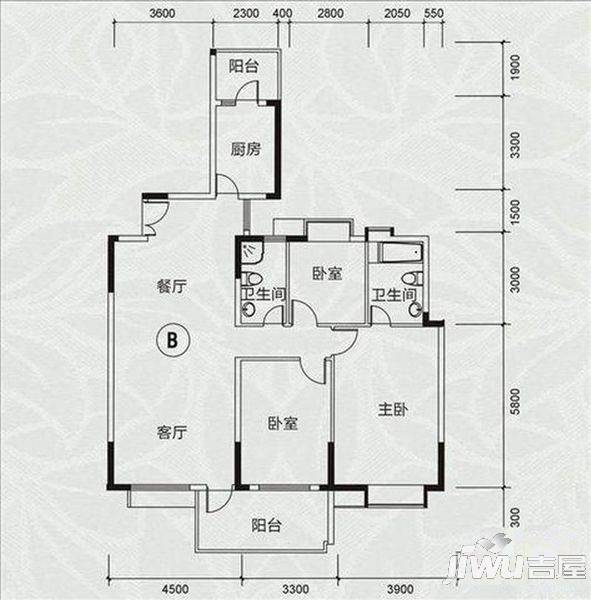 香榭园3室2厅1卫户型图