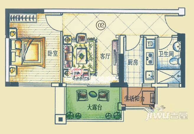 国贸阳光二期1室1厅1卫户型图