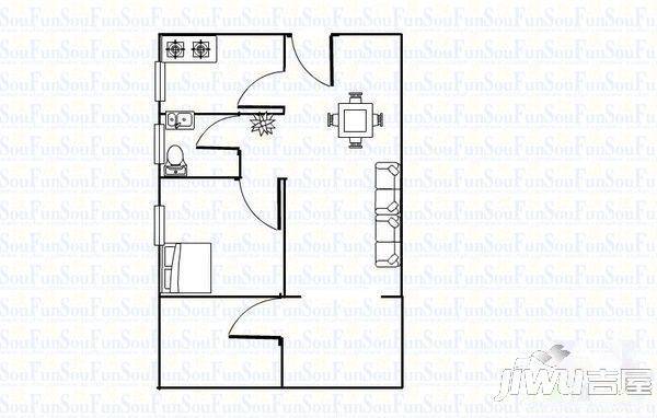 都市新巢3室2厅2卫74㎡户型图