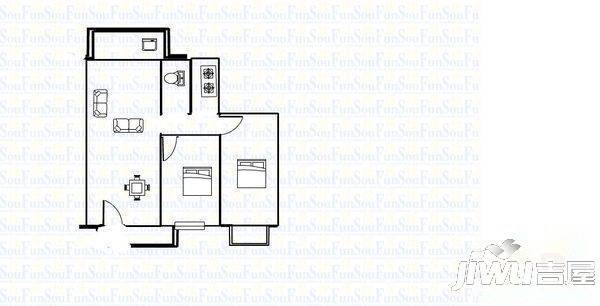 六中宿舍3室2厅1卫户型图