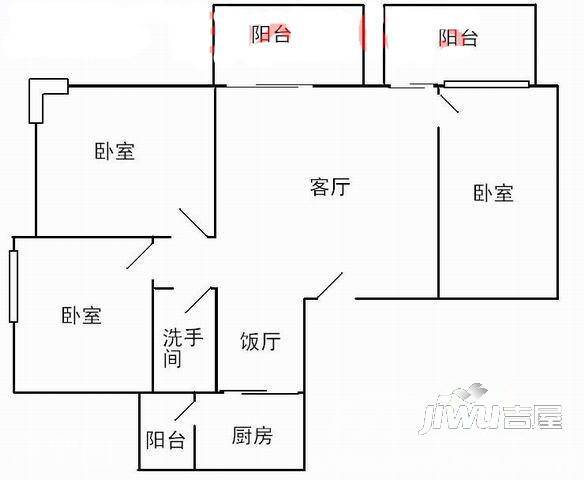 纺织路2室2厅1卫户型图