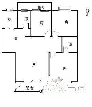 国泰大厦3室2厅1卫户型图