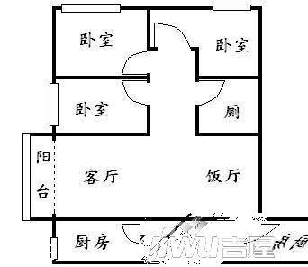 恒丰花园3室2厅1卫户型图