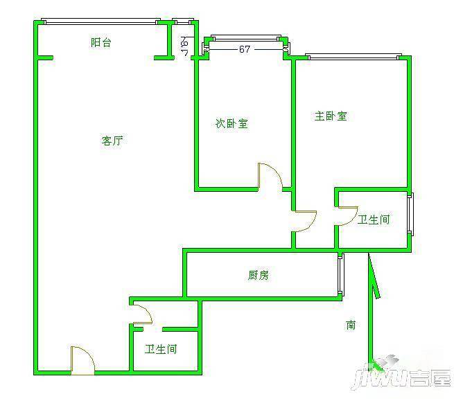 恒丰花园3室2厅1卫户型图