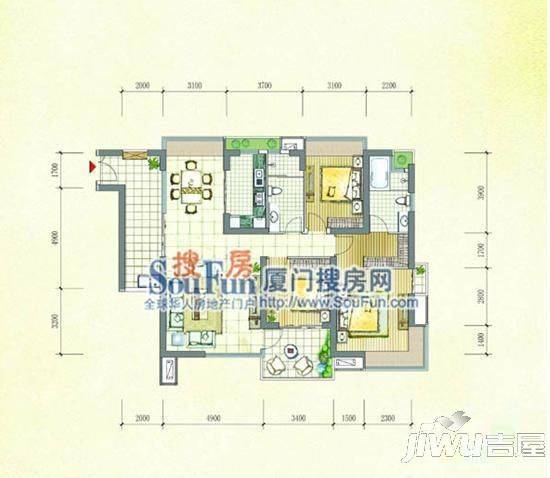 怡嘉园3室2厅1卫户型图