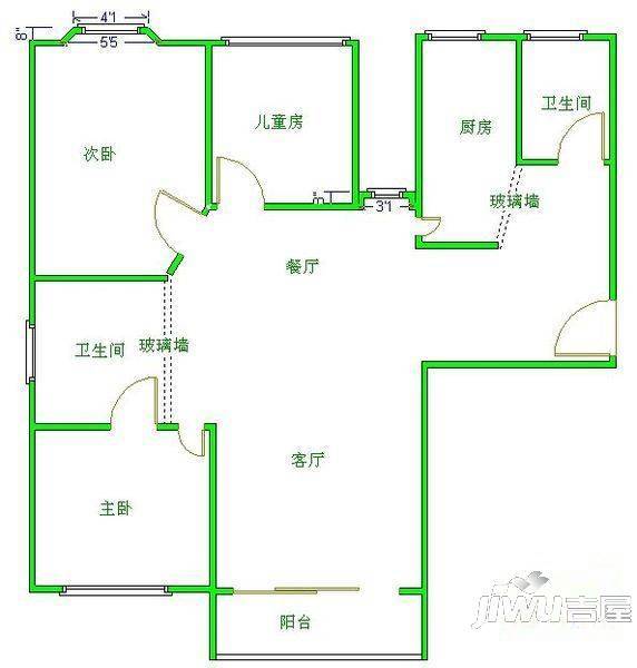 华昌路7-613室2厅2卫户型图