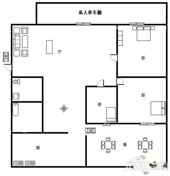 华昌路7-613室2厅2卫户型图