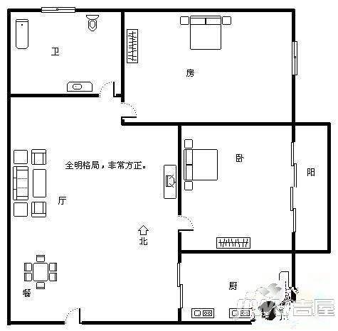 红霞金钻3室2厅1卫户型图