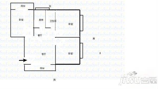 美仁新村3室2厅1卫108㎡户型图