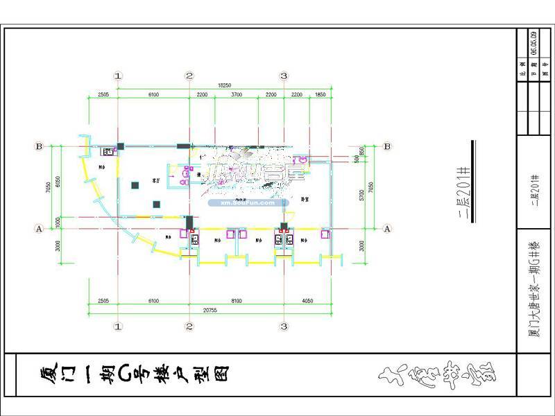 湖里大唐世家2室1厅1卫68.1㎡户型图