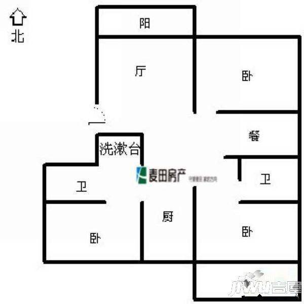 瑞景生活广场2室2厅1卫户型图