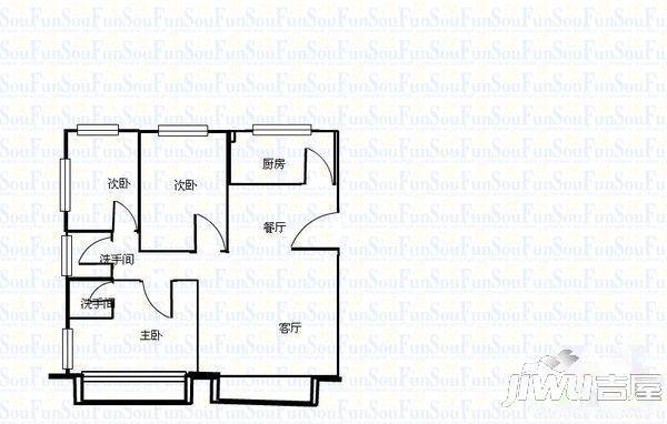 瑞景生活广场2室2厅1卫户型图