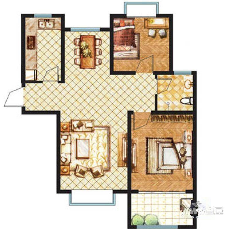 新港龙花园4室3厅2卫164㎡户型图