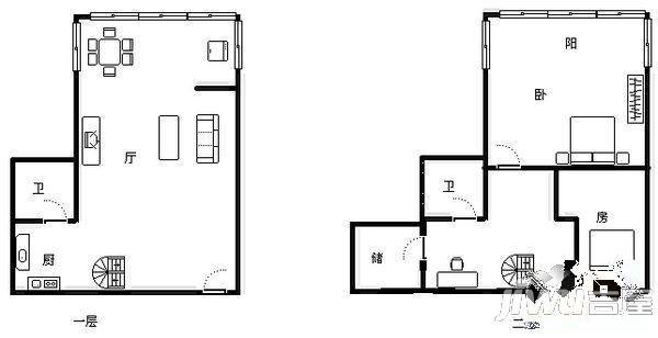 官邸大厦3室2厅1卫户型图