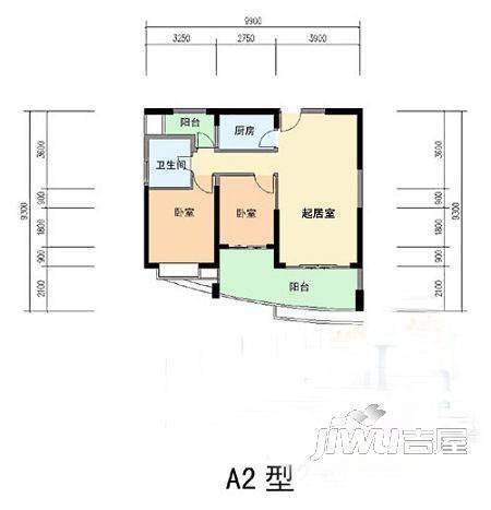 五缘公寓2室1厅1卫92.2㎡户型图