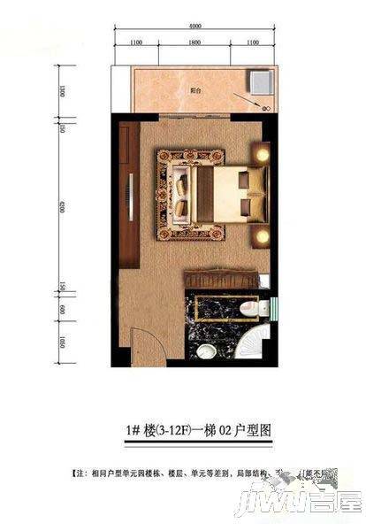 紫金家园1室1厅1卫户型图