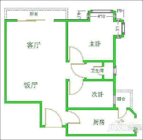 老虎城3室2厅2卫户型图