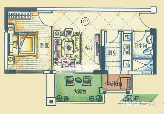 老虎城3室2厅2卫户型图