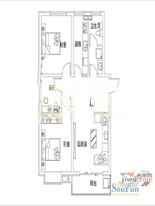 金御国际花园3室1厅1卫户型图