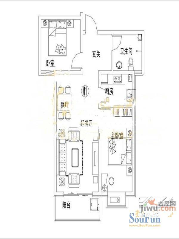 金御国际花园3室1厅1卫户型图