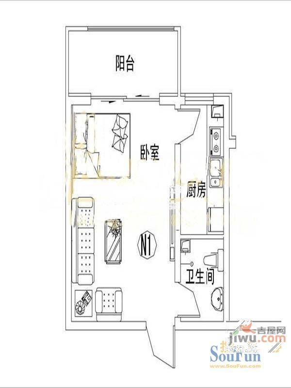 金御国际花园3室1厅1卫户型图