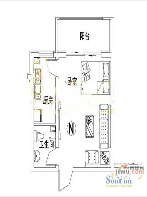 金御国际花园3室1厅1卫户型图