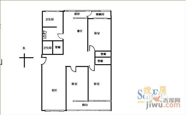 欣园小区3室2厅1卫户型图