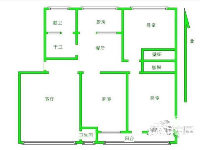 生产资料宿舍2室1厅1卫户型图