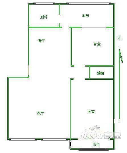 基泰小区2室1厅1卫户型图