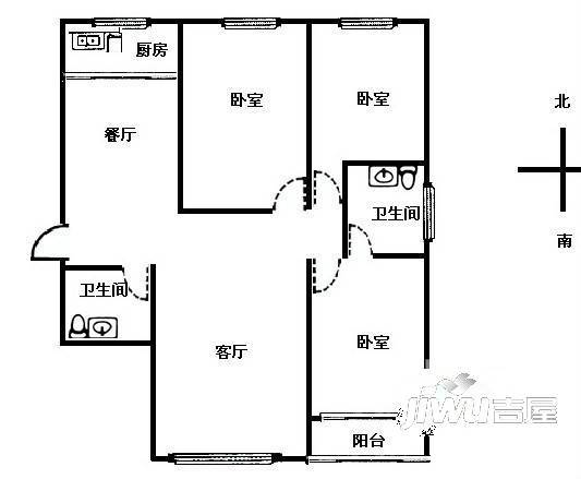 基泰小区2室1厅1卫户型图