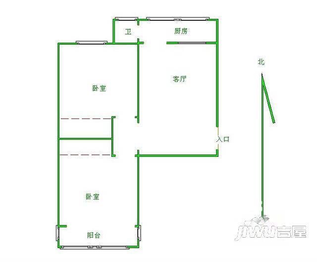 基泰小区2室1厅1卫户型图