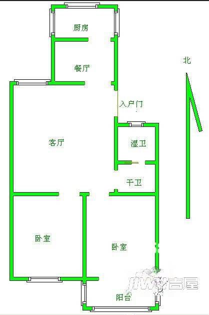 基泰小区2室1厅1卫户型图