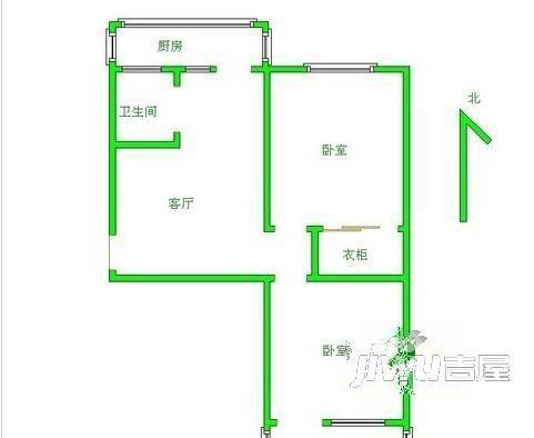 基泰小区2室1厅1卫户型图