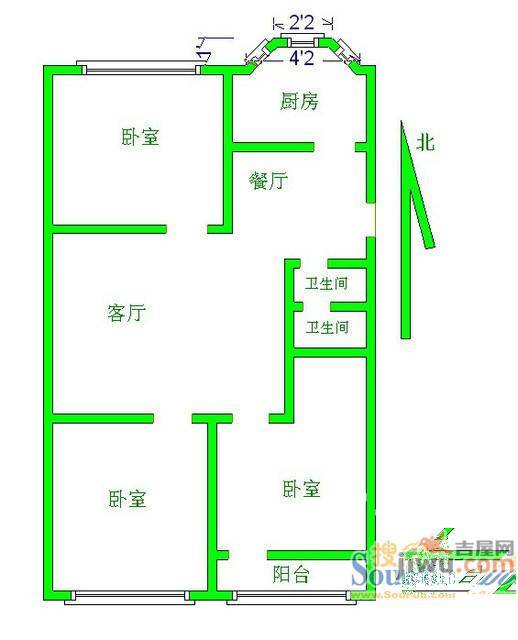 冠城园2室0厅0卫户型图